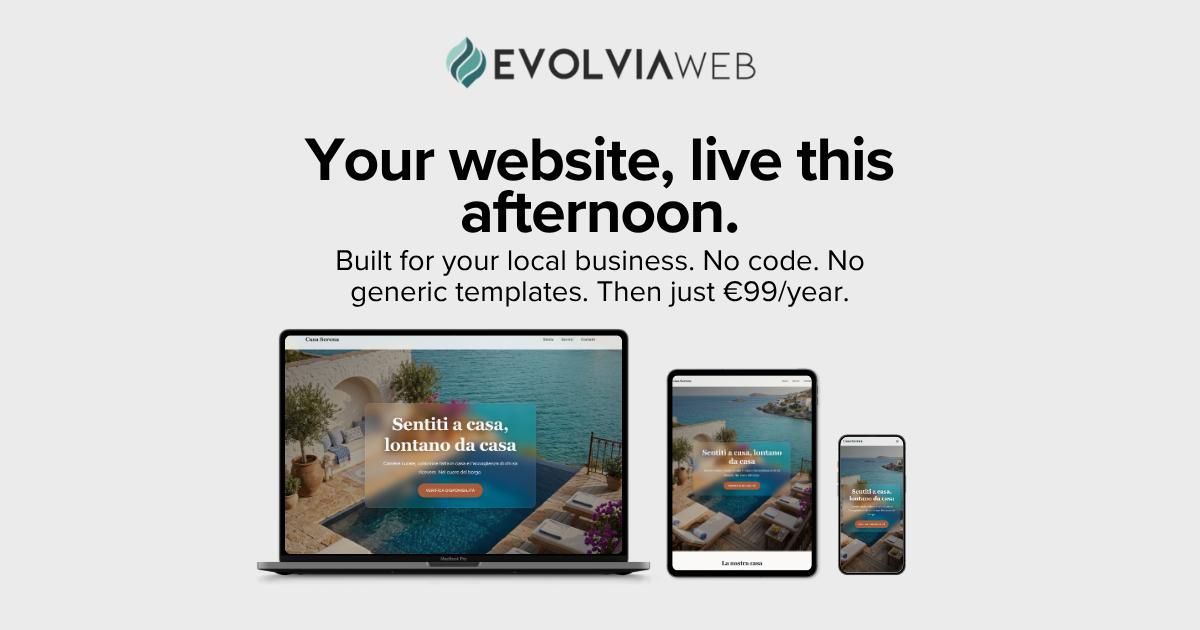 Website for local businesses · €99/year | Evolvia